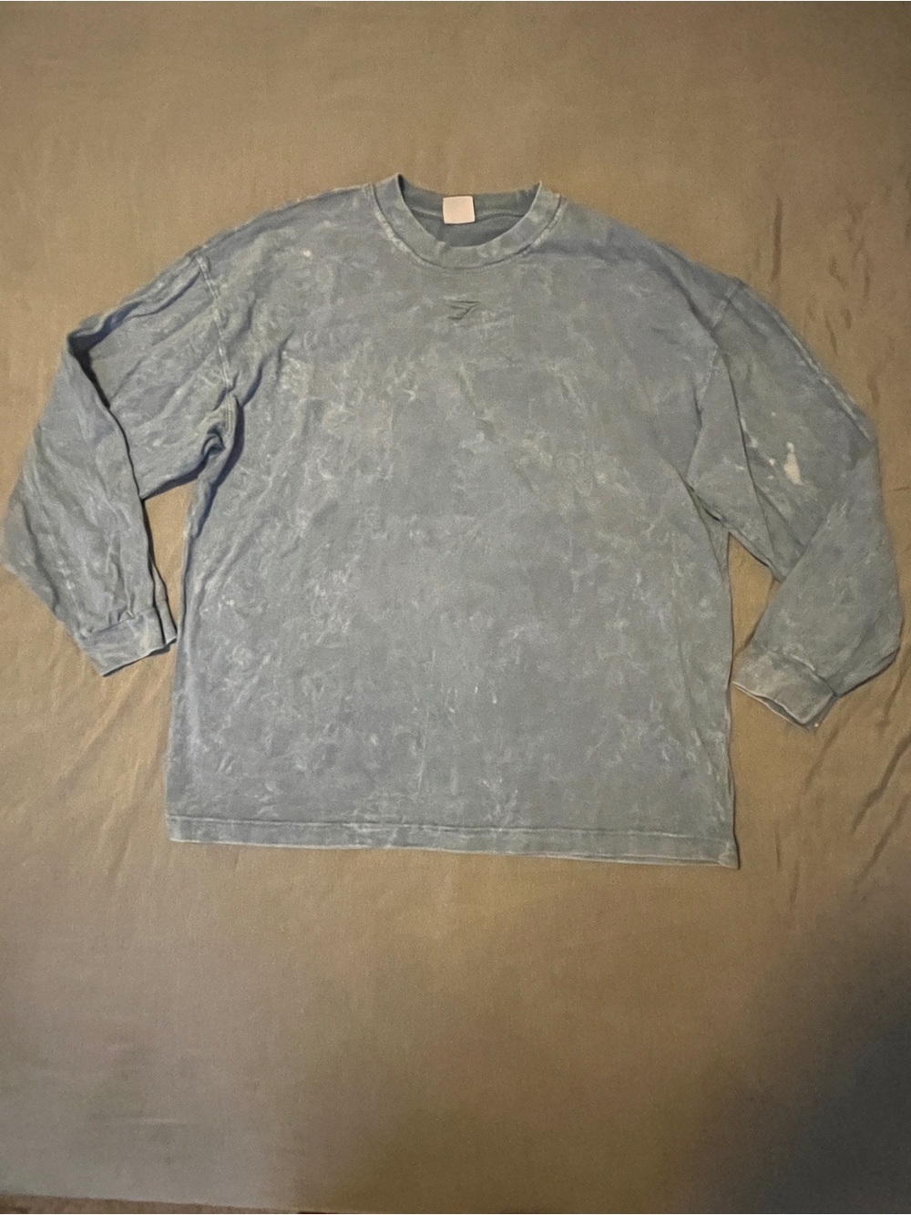Gymshark Men's Rest Day Washed Long Sleeve Shirt Oversized Acid Wash Blue Size L
